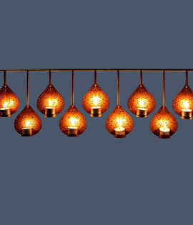 METSY Stylish Metal Cutting Edge Candle Light Holder Leaf in Rectangular Shape | Metal Art | Home Decor Items (Golden Rectangular)