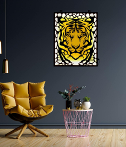 Metsy Stunning Wall Decor, Graphical Lion Face Art with LED Light (25x20 Inch), Crafted with Laser-Cut Metal Sheet and Black Powder Coated Finish - Perfect for Living Room, Bedroom, Hallway