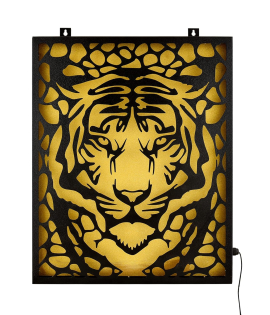 Metsy Stunning Wall Decor, Graphical Lion Face Art with LED Light (25x20 Inch), Crafted with Laser-Cut Metal Sheet and Black Powder Coated Finish - Perfect for Living Room, Bedroom, Hallway