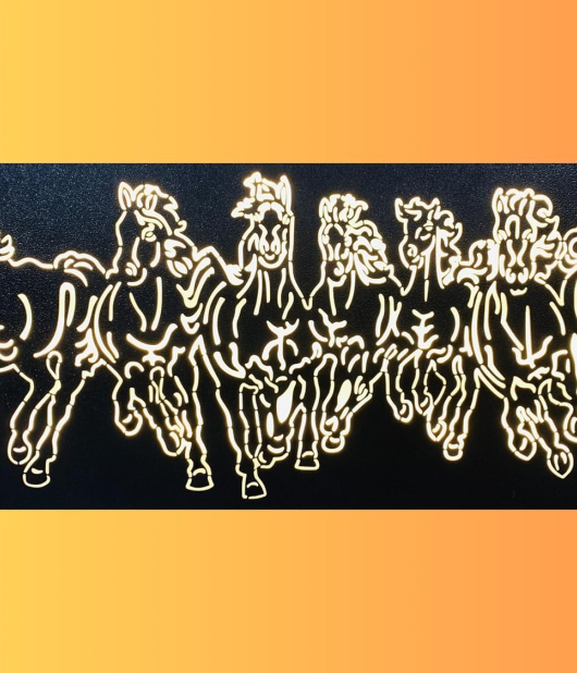 METSY Home Decor Seven Running Horses Metal Wall Art | Wall Hanging Wall Decor for Home | Seven Running Horses Frames for Wall Modern Art |