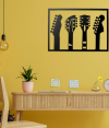 METSY Guitar Set | Metal Guitar Wall Decor | Metal Wall Decor for Living Room | Metal Wall Hanging | Metal Wall Art | Music Room Decoration Items | Black