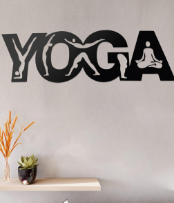 METSY Yoga Metal Wall Art | Metal Wall Hanging Decorative Items | Yoga Wall Decoration Items | Metal Wall Decor | Black