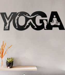 METSY Yoga Metal Wall Art | Metal Wall Hanging Decorative Items | Yoga Wall Decoration Items | Metal Wall Decor | Black