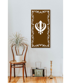 METSY Backlit Khanda Wall Light Art | Metal Wall Art | Wall Hanging Decor | (48 inch X 24 inch, Black)