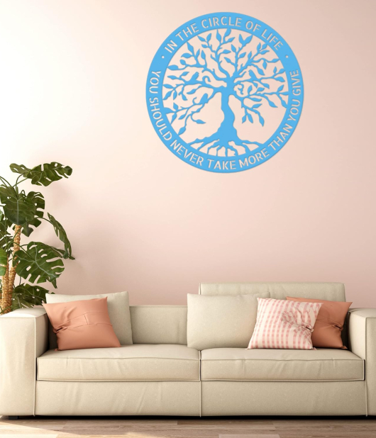 METSY Circle of Life | Metal Wall Art Decor | Wall Hangings for Home Decoration | Bedroom | Living Room | Office | Study Room | Size - 23 inch X 23 inch | Glossy Blue