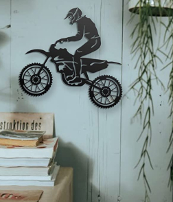 METSY Wall Decor(Dirt Bike Rider) Metal Art, Made of 1.2mm Metal Sheet, Crafted with Laser Cutting,(PREMIUM FINISH),Scratch Resistant, Rust Resistant (Size: 45x43cm), Gorgeous looking