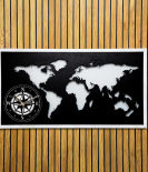 METSY Luxury LED World Map Lasercut Wall Art with Compass Design – Modern Metal Wall Decor for Living Room & Office(92x49) CM