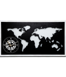 METSY Luxury LED World Map Lasercut Wall Art with Compass Design – Modern Metal Wall Decor for Living Room & Office(92x49) CM