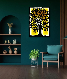 METSY Metal Tree Wall Art (86.5x60 cm) Black &amp; Golden for Home/Bedroom/Office/Hallways etc | Metal Wall Art | Wall Decor Items With Natural Theam