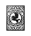 METSY Laser Cut Pegasus Wall Art for Living Room, Bed Room, Hallway/Matte Black Powder Coated/(606x436) mm