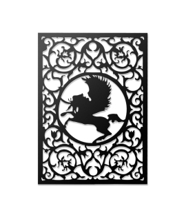 METSY Laser Cut Pegasus Wall Art for Living Room, Bed Room, Hallway/Matte Black Powder Coated/(606x436) mm