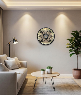 METSY Metal Stylish Round Wall Hanging Clock | Metal Wall Art | Clock for Home | Living Room | Bedroom (45.5Hx40.5W Centimeter)