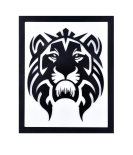 METSY Stylish Wall Decor Graphical Lion Face Art with led light Made of Metal Sheet, Crafted with Laser Cutting, Black Powder Coated,For Living room, Kid's Room, Bedroom, Hallway (White shade)