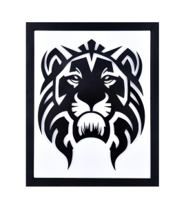 METSY Stylish Wall Decor Graphical Lion Face Art with led light Made of Metal Sheet, Crafted with Laser Cutting, Black Powder Coated,For Living room, Kid's Room, Bedroom, Hallway (White shade)