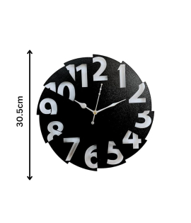 METSY Metal Stylish Round Wall Hanging Clock | Metal Wall Art | Clock for Home | Living Room | Bedroom (30.5Wx30.5H Centimeter)