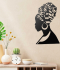 METSYWall Decor African Queen, Made of 1.2mm Metal Sheet, Crafted with Laser Cutting, Black Powder Coated, For Music Lovers(Size: 51x35.5cm)