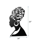 METSYWall Decor African Queen, Made of 1.2mm Metal Sheet, Crafted with Laser Cutting, Black Powder Coated, For Music Lovers(Size: 51x35.5cm)