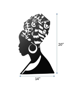 METSYWall Decor African Queen, Made of 1.2mm Metal Sheet, Crafted with Laser Cutting, Black Powder Coated, For Music Lovers(Size: 51x35.5cm)