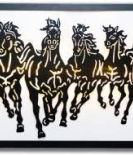 METSY Wall Decoration for Homes Beautiful Wall Painting 7 Seven horse Running Horses Art | (60X26x0.5 CM, Black)