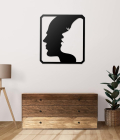 METSYWall Decor Man &amp; Woman Face, Made of 1.2mm Metal Sheet, Crafted with Laser Cutting, Black Powder Coated, For Music Lovers(Size: 56x51cm)