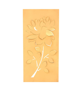 METSY Metal Flower Wall Art Golden in Rectangular Shape for Home/Bedroom/Office/Hallways etc | Metal Wall Art | Wall Decor Items