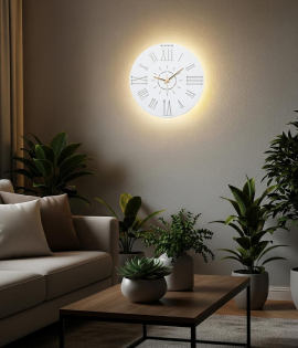 METSY Metal Laser Cut Numerical Analogue Art WallClock White for Home and Office | Metal Wall Art | Wall Decor Items (Analogue Round Wall Clock)