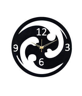 METSY Metal Laser Cut Numerical Analogue Art Wall Hanging Clock Black &amp; White for Home and Office | Metal Wall Art | Wall Decor Items (Analogue Wheel Art Round Wall Clock)