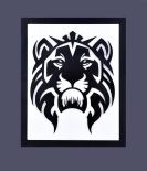 Metsy Stunning Wall Decor, Graphical Lion Face Art Black Powder Coated Finish - Perfect for Living Room, Kid's Room, Bedroom, Hallway (Bomb White Shade) | Wall Decor Items