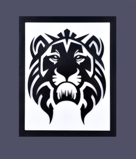 Metsy Stunning Wall Decor, Graphical Lion Face Art Black Powder Coated Finish - Perfect for Living Room, Kid's Room, Bedroom, Hallway (Bomb White Shade) | Wall Decor Items