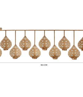 METSY Stylish Metal Cutting Edge Candle Light Holder Leaf in Rectangular Shape | Metal Art | Home Decor Items (Golden Triangular) (Golden Rectangular)