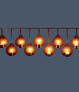 METSY Stylish Metal Cutting Edge Candle Light Holder Leaf in Rectangular Shape | Metal Art | Home Decor Items (Golden Triangular) (Golden Rectangular)