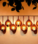 METSY Stylish Metal Cutting Edge Candle Light Holder Leaf in Rectangular Shape | Metal Art | Home Decor Items (Golden Triangular) (Golden Rectangular)