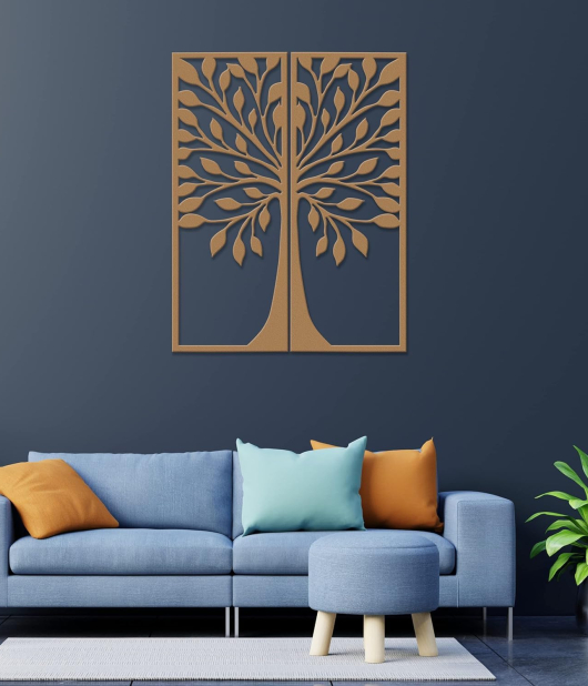 METSYTree in Set of 2(63.5x81cm) & Precise Laser Cut (1.2mm) & Golden Powder Coat with Lacker