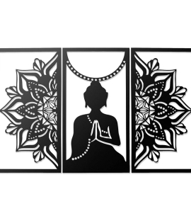 Metsy Home Decor Buddha Mandala Metal Wall Art Exquisite Wall Hanging for Tranquil Home Ambiance | Wall Decor Perfect for Living Room, Bedroom, Meditation Space | Size - 102x64 cm