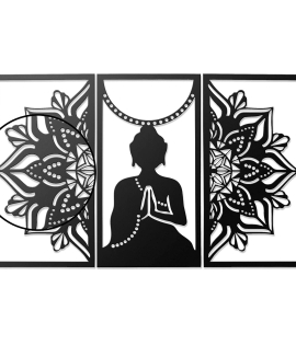Metsy Home Decor Buddha Mandala Metal Wall Art Exquisite Wall Hanging for Tranquil Home Ambiance | Wall Decor Perfect for Living Room, Bedroom, Meditation Space | Size - 102x64 cm