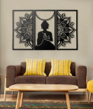 Metsy Home Decor Buddha Mandala Metal Wall Art Exquisite Wall Hanging for Tranquil Home Ambiance | Wall Decor Perfect for Living Room, Bedroom, Meditation Space | Size - 102x64 cm