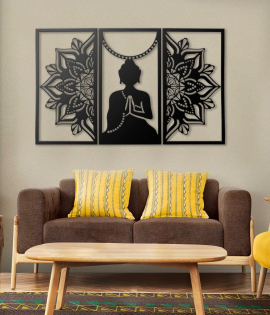Metsy Home Decor Buddha Mandala Metal Wall Art Exquisite Wall Hanging for Tranquil Home Ambiance | Wall Decor Perfect for Living Room, Bedroom, Meditation Space | Size - 102x64 cm