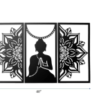 Metsy Home Decor Buddha Mandala Metal Wall Art Exquisite Wall Hanging for Tranquil Home Ambiance | Wall Decor Perfect for Living Room, Bedroom, Meditation Space | Size - 102x64 cm