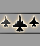 METSYMETSY Metal Laser Cut Wall Hanging with LED Strip Lighting(Bomb white Shade)(4x2) feet (Fighter Jet)