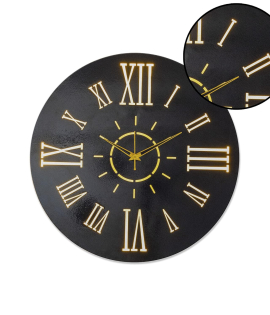 METSYClock with LED Glow,(Size: 44.5x44.5 cm),Fine Laser Cutting &amp; Black Powder Coated(Long Lasting &amp; Durable Material) Scratch Resistant &amp; Rust Resistant