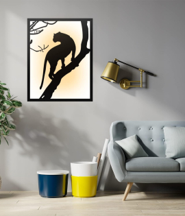 METSYBlack Panther Metal Laser Cut Wall Hanging with LED Lighting(Bomb White Shade)(710x460) mm