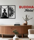 METSY Metal Wall Sculptures | Hanging Decor Wall Arts for Bed Room, Living Room &amp; Office | Meditation Buddha for Wall Hanging | Modern Decorative Art Accessories (Size - H 91 * W 65)