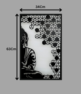 METSY Metal Buddha Wall Decor Art | Stylish Wall Decorative Items for Living room, Bed Roon Dining room &amp; Office | Wall Sculptures | Modern Wall Decorative Art &amp; Accessories | (63Cm *64 Cm)