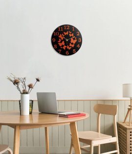 METSY METSYDesigner Butterfly Wall Clock(44.5x44.5cm) Designer Wall Clock for Living Room Decor - Kitchen Big Decorative Battery Operated Analog Large Bedroom, Home, Kitchen, Office, Black