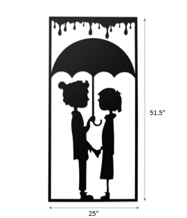 METSY Couple Wall Art,(131x63.5cm),Made of 1.2mm Metal Sheet, Crafted with Laser Cutting, Black Powder Coated, For Living room, Kid's Room, Bedroom, Hallway