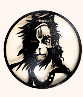 METSY Lord Hanuman Metal Wall Decor for Temple, Pooja Room, Living Room &amp; Office | Wall Sculptures | Wall Hanging Art | Modern Wall Decorative Art Accessories.(46 * 46 Cm)