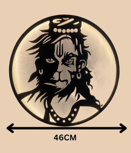 METSY Lord Hanuman Metal Wall Decor for Temple, Pooja Room, Living Room &amp; Office | Wall Sculptures | Wall Hanging Art | Modern Wall Decorative Art Accessories.(46 * 46 Cm)