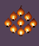 METSY Stylish Metal Cutting Edge Candle Light Holder Leaf in Rectangular Shape | Metal Art | Home Decor Items (Golden Square)