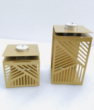 METSY Candle Stand Set of 2 | Tea Light Candle Stand for Home Decoration | Aromatic Candle | Diwali Decoration Candle Light (Golden, Size- 8cm * 12cm)