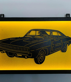 METSY Stylish Car Metal Art | Car Lover Gifts | Metal Car Wall Decor | Car Metal Wall Art | Wall Hangings for Home Decoration. (Black &amp; Gold (42x71.5))